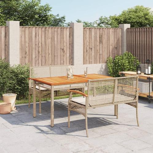 vidaXL 3-delige Tuinset met kussens poly rattan beige, Tuin en Terras, Tuinsets en Loungesets, Tuinset, Nieuw, 4 zitplaatsen, Rotan