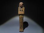 Oud-Egyptisch Hout Polychrome Shabti met hiërogliefen. Nieuw