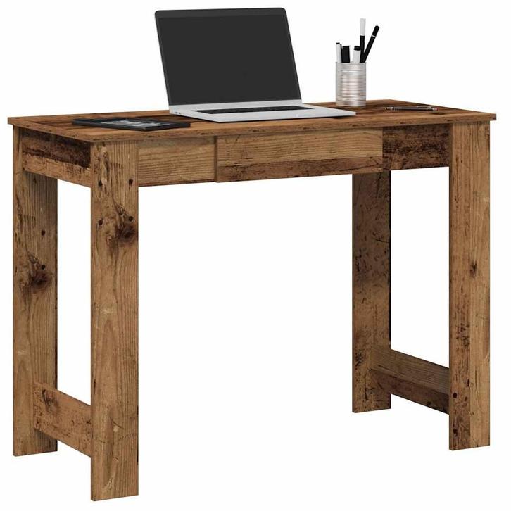 vidaXL Bureau 100x45x75 cm bewerkt hout oud houtkleurig, Huis en Inrichting, Bureaus, Nieuw, Verzenden