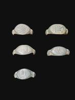 Middeleeuws Brons, Lot of 5 Islam Seal Ring, Antiek en Kunst