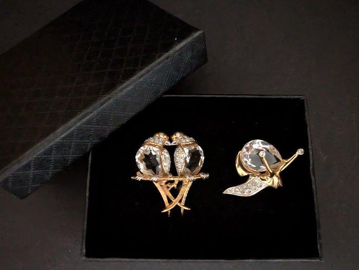 Beeld, Swarovski broches vintage - 3.6 cm - Metaal, rodium, Antiek en Kunst, Curiosa en Brocante