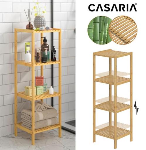 Bamboe staande opbergrek met 5 legplanken 110x33x33cm, Huis en Inrichting, Kasten | Televisiemeubels, Nieuw, Verzenden
