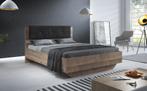 Tweepersoonsbed - Grijs - Eiken - 160x200 - 2 persoons bed, Huis en Inrichting, Slaapkamer | Bedden, Nieuw, 160 cm, Landelijk