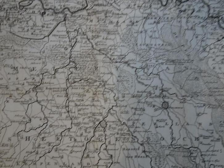 Ets kaart Meiery van s Hertogenbosch Brabant Tirion 1739, Antiek en Kunst, Kunst | Etsen en Gravures, Verzenden