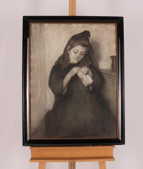 Nicolaas Pieneman (1880-1938) - Portret van een meisje met, Antiek en Kunst, Kunst | Schilderijen | Klassiek