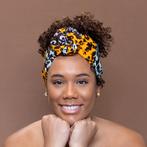 Afrikaanse Panter oranje / turquoise / hoofddoek - headwrap, Nieuw, Ophalen of Verzenden