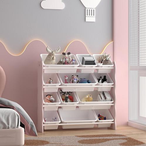 Kinderkast Vestnes met 12 boxen 78x86x27 cm roze en wit [en., Kinderen en Baby's, Kinderkamer | Overige Meubels, Verzenden