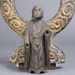 Jizo Bodhisattva Statue with Flame Motif Mirror Holder –, Antiek en Kunst