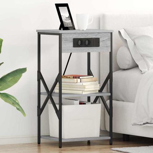 vidaXL Nachtkastje met plank Grijs sonoma 41 x 31 x 76 cm, Huis en Inrichting, Slaapkamer | Nachtkastjes, Nieuw, Minder dan 45 cm