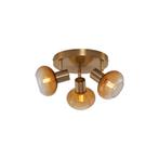 Moderne plafondspot goud met amber glas rond 3-lichts -, Nieuw, Modern