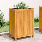 vidaXL Plantenbak met voering 31x31x75 cm massief acaciahout, Verzenden, Nieuw, Hout