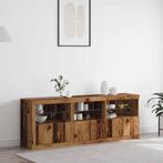 vidaXL Dressoir met LED-lampen Oude Hout 181,5x37x67 cm, Verzenden, Nieuw, Eikenhout, 150 tot 200 cm