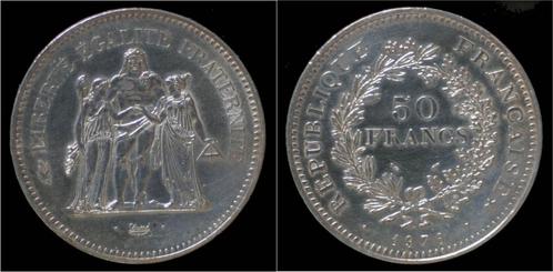 France 50 francs 1976 zilver, Postzegels en Munten, Munten | Europa | Niet-Euromunten, Verzenden