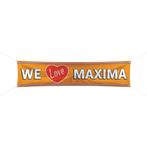 We love Maxima spandoek  180x40 cm - Oranje straatversiering, Nieuw, Ophalen of Verzenden