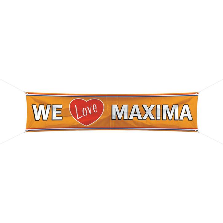 We love Maxima spandoek  180x40 cm - Oranje straatversiering, Hobby en Vrije tijd, Feestartikelen, Ophalen of Verzenden