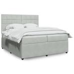 vidaXL Boxspring met matras fluweel lichtgrijs 200x200 cm, Huis en Inrichting, Slaapkamer | Bedden, Verzenden, Overige maten, 200 cm