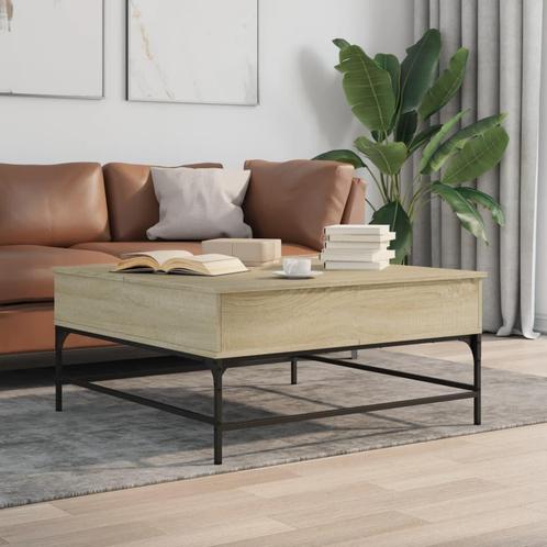 vidaXL Salontafel 95x95x45 cm bewerkt hout en metaal sonoma, Huis en Inrichting, Tafels | Salontafels, 50 tot 100 cm, Nieuw, Verzenden