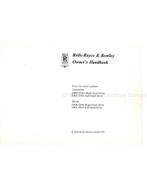 1976 ROLLS ROYCE / BENTLEY CORNICHE INSTRUCTIEBOEKJE ENGELS, Auto diversen, Handleidingen en Instructieboekjes