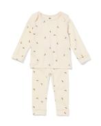 HEMA Baby meegroeipyjama rib dieren gebroken wit, Verzenden, Nieuw