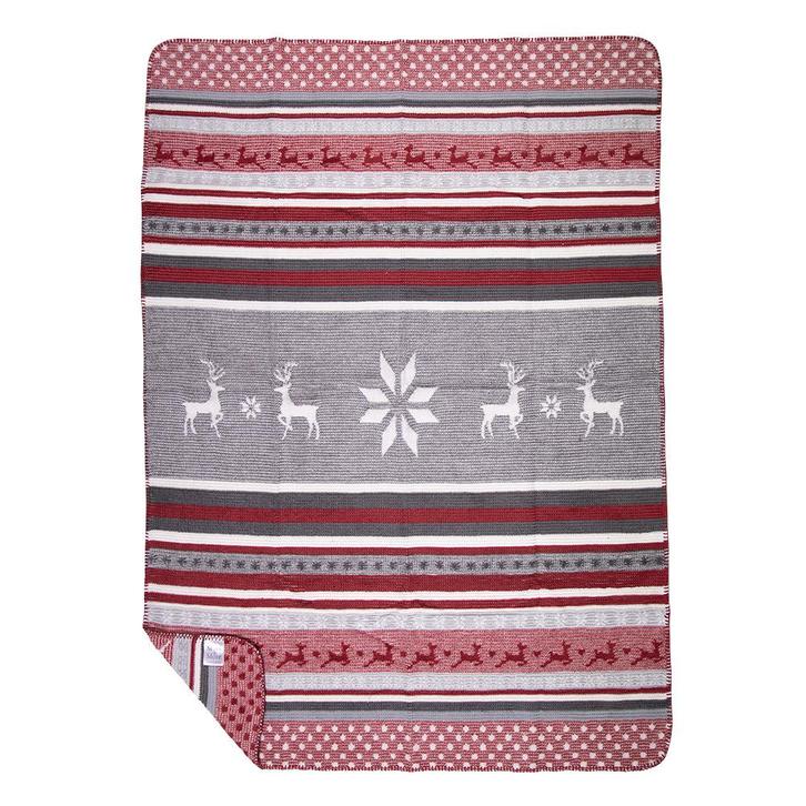 plaid herten rood grijs 130x180cm, Huis en Inrichting, Woonaccessoires | Overige, Verzenden
