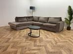Licht Grijze Velvet Hoekbank ~ Losse Kussens Met Afneembare, Huis en Inrichting, Banken | Bankstellen, Ophalen of Verzenden, Nieuw