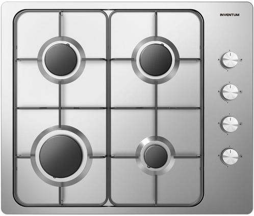 Inventum IKG6011RVS inbouw gas kookplaat, Witgoed en Apparatuur, Kookplaten, Inbouw, 4 kookzones, Energieklasse A of zuiniger