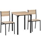 TRUUSK 3-delige Eetkamerset - Houten Tafel MDF + Metaal - Na, Huis en Inrichting, Verzenden, Nieuw