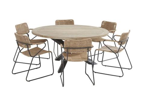 Taste by 4 Seasons Swing tuinset naturel met Louvre tafel Ø, Tuin en Terras, Tuinsets en Loungesets, Ophalen of Verzenden