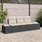 vidaXL Tuin Sofa Set met kussen met opslag 3 pcs Zwart en, Tuin en Terras, Tuinsets en Loungesets, Verzenden, Nieuw, Rotan