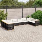 vidaXL 10-delige Loungeset met kussens poly rattan zwart, Tuin en Terras, Tuinsets en Loungesets, Verzenden, Nieuw, Rotan, Loungeset
