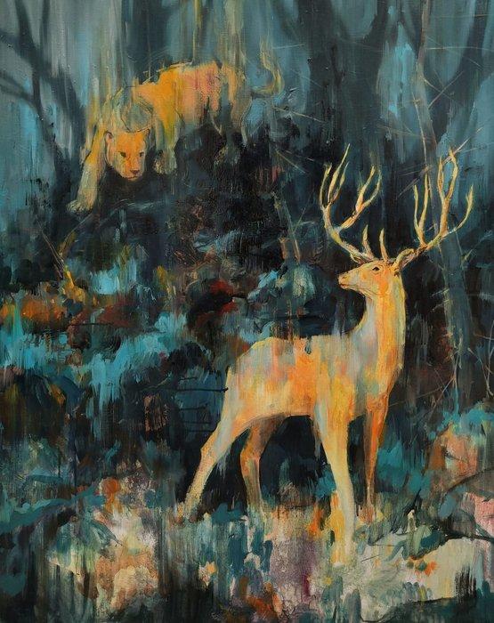 Popovici Constantin - Watching XL, Antiek en Kunst, Kunst | Schilderijen | Modern