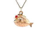 Roségouden vintage vis hanger met kleursteen 14 krt, Ophalen of Verzenden, Nieuw
