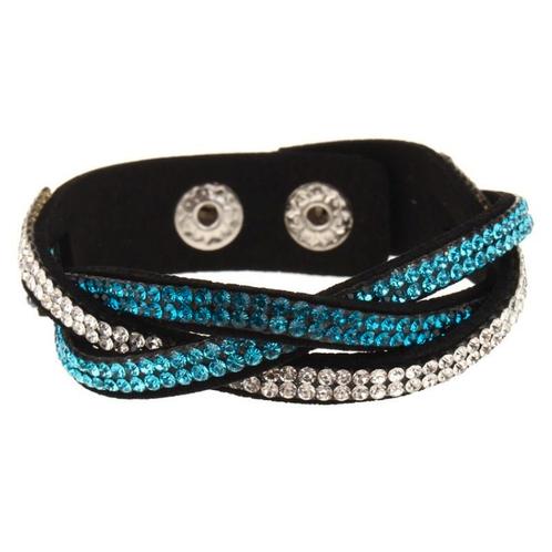 Fako Bijoux® - Armband - Vlecht Strass - Turquoise, Sieraden, Tassen en Uiterlijk, Armbanden, Verzenden