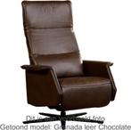 Donkercognac leren moderne relaxfauteuil - staal zwart frame, Nieuw, Ophalen of Verzenden, 50 tot 75 cm, Leer