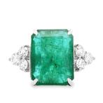 Ring Platina - 9.13ct. tw. Smaragd - Diamant - Zambia, Nieuw
