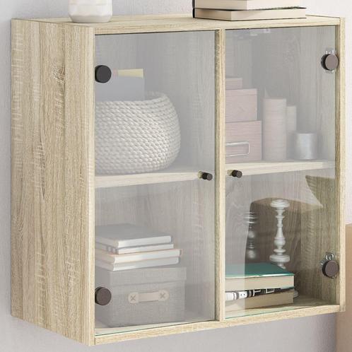vidaXL Wandkast met glazen deuren 68x37x68,5 cm sonoma, Huis en Inrichting, Kasten | Overige, Nieuw, Verzenden
