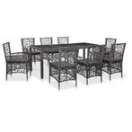 vidaXL 9-delige Tuinset poly rattan grijs, Nieuw, 8 zitplaatsen, Tuinset, Verzenden