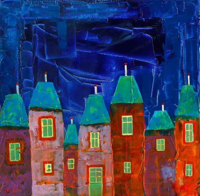 Terenzio Lana - luce verde, Antiek en Kunst, Kunst | Schilderijen | Modern