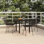 vidaXL 5-delige Tuinset poly rattan zwart, 4 zitplaatsen, Nieuw, Tuinset, Verzenden