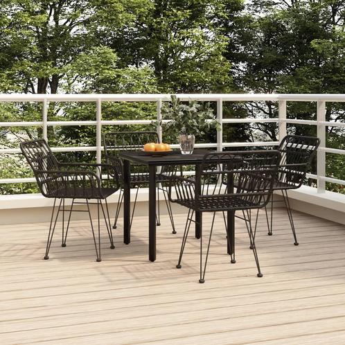 vidaXL 5-delige Tuinset poly rattan zwart, Tuin en Terras, Tuinsets en Loungesets, Tuinset, Nieuw, 4 zitplaatsen, Rotan, Verzenden