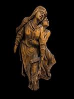 sculptuur, 17 eeuws retabel stuk / scene Maria word geleid /