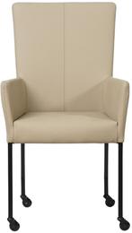 Direct meenemen | Taupe leren eetkamerstoel | taupe leer | N, Huis en Inrichting, Stoelen, Overige kleuren, Nieuw, Leer, Ophalen of Verzenden