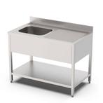 HCB Spoeltafel - enkele spoelbak links - 140 cm - RVS, Verzenden, Nieuw in verpakking, RVS Meubilair