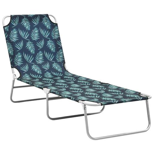 vidaXL Ligbed inklapbaar staal en stof bladmotief, Tuin en Terras, Ligbedden, Nieuw, Verzenden