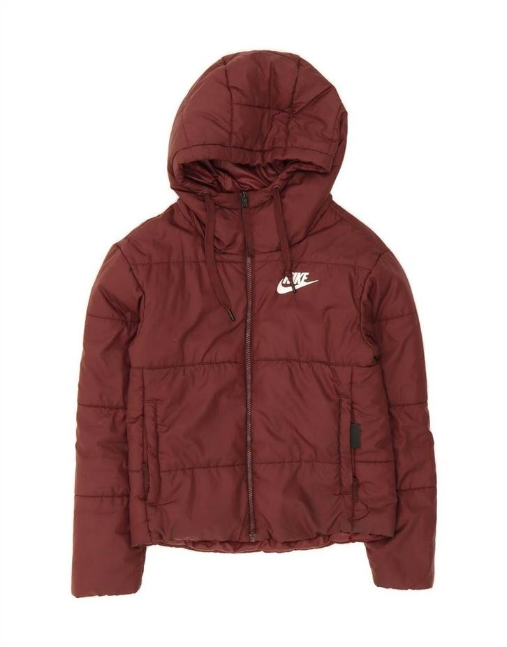 NIKE Womens Graphic Hooded Padded Jacket UK 6 XS Maroon, Kleding | Dames, Jassen | Winter, Verzenden