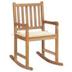 vidaXL Schommelstoel met crèmekleurig kussen massief, Tuin en Terras, Tuinstoelen, Verzenden, Nieuw, Hout