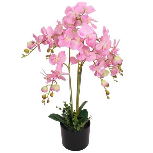 Kunstplant orchidee met pot 75 cm roze (Kunstgras-Planten), Tuin en Terras, Gras en Kunstgras, Nieuw, Verzenden