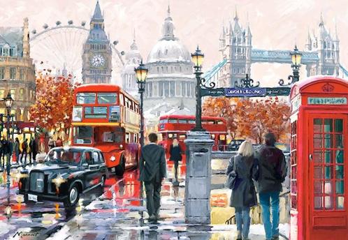 London Collage Castorland C-103140 (Steden, Puzzels), Hobby en Vrije tijd, Denksport en Puzzels, Overige typen, Nieuw, Ophalen of Verzenden