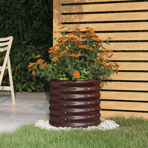vidaXL Plantenbak 40x40x36 cm gepoedercoat staal bruin, Tuin en Terras, Bloembakken en Plantenbakken, Minder dan 60 cm, Nieuw