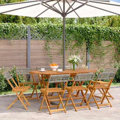 vidaXL Tuinstoelen 8 st inklapbaar poly rattan en massief, Tuin en Terras, Tuinstoelen, Nieuw, Hout, Verzenden